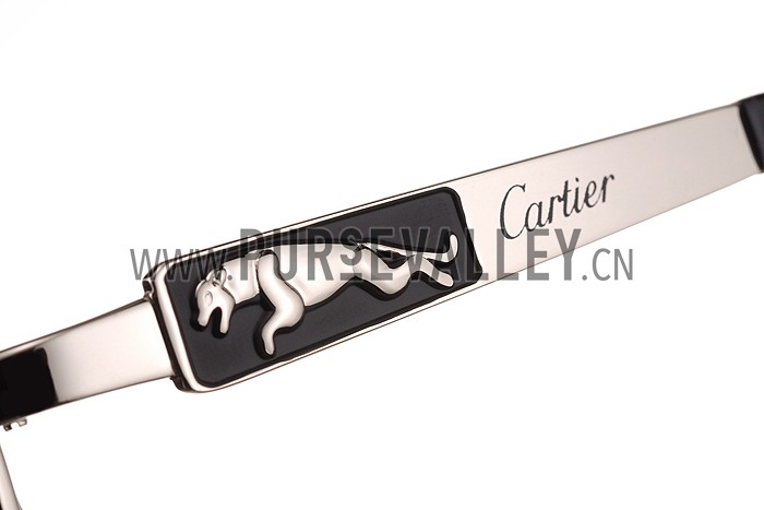 Cartier Panthere Aviator Silver Frame Grey Lenses Sunglasses 308129