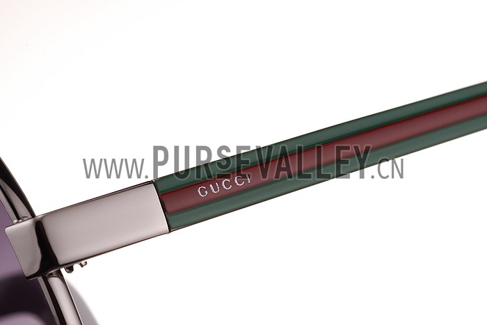 Gucci Aviator Web Detail White Temple Grey Lenses Sunglasses 308143