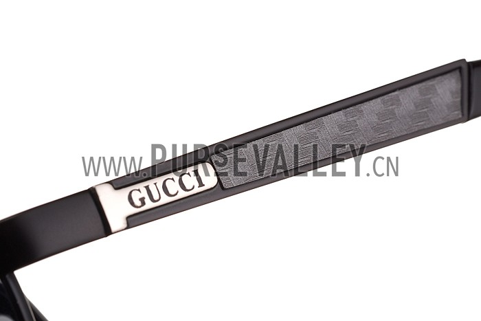 Gucci Signature Logo Black Frame Black Lenses Grey Temples Sunglasses 308147