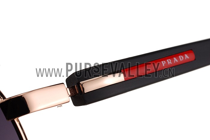 Prada Sporty Linea Rossa Gold Frame Grey Lenses Sunglasses 308156