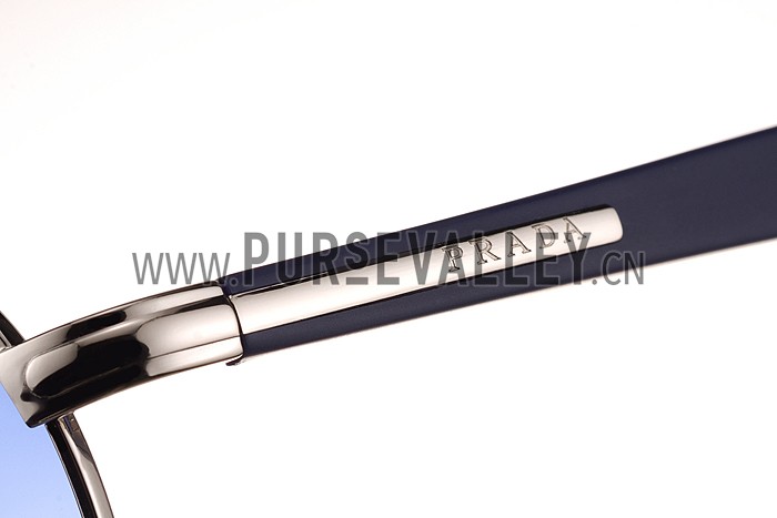 Prada Aviator Silver Frame Blue Lenses Sunglasses 308149