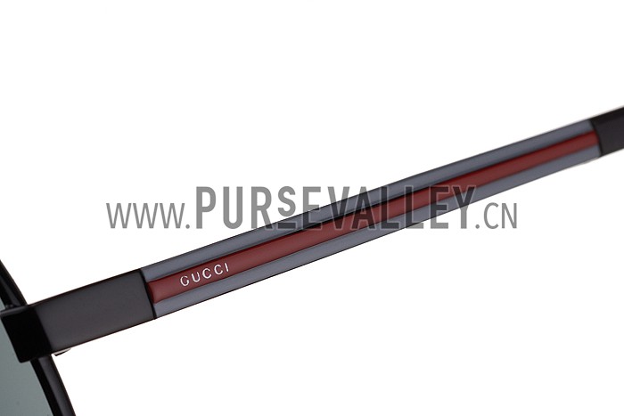 Gucci Aviator Web Detail Black Temple Black Lenses Sunglasses 308140