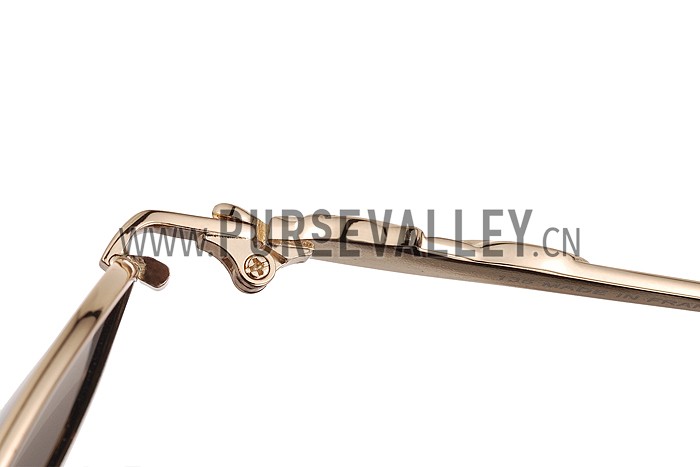 Cartier Panthere Aviator Gold Frame Light Grey Lenses Sunglasses 308186