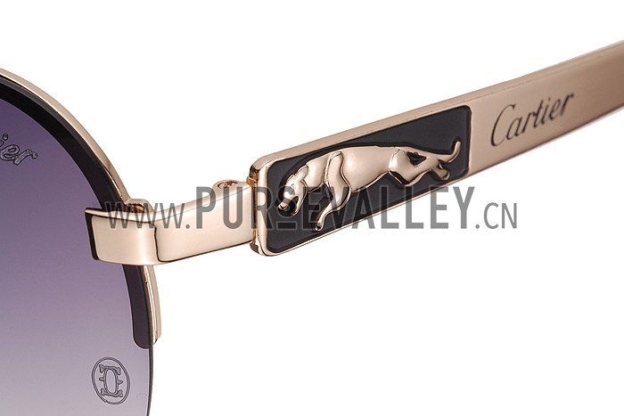 Cartier Wild Panthere Detail Gold Frame Gold Temples Sunglasses 308190