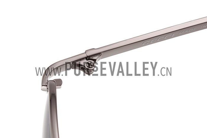 Gucci Aviator Wrap Silver Frame Grey Lens Sunglasses 308211