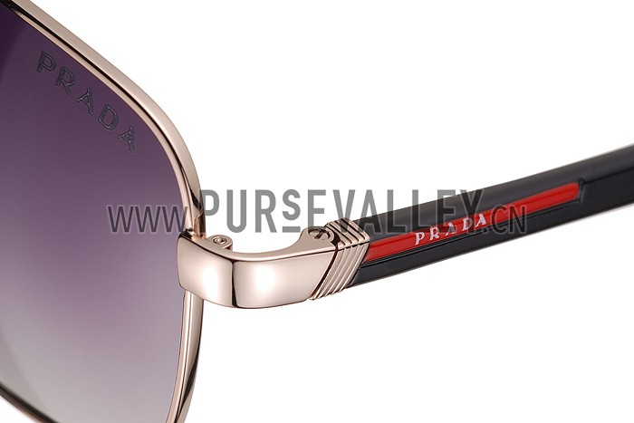 Prada Square Linea Rossa Logo Gold Frame Sunglasses 308220