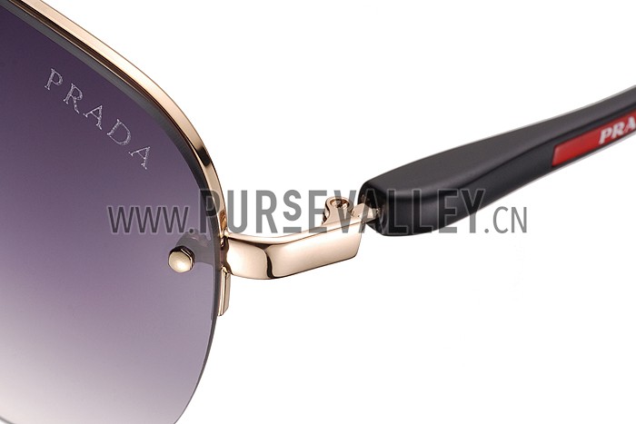 Prada Sporty Linea Rossa Logo Gold Frame Sunglasses 308215