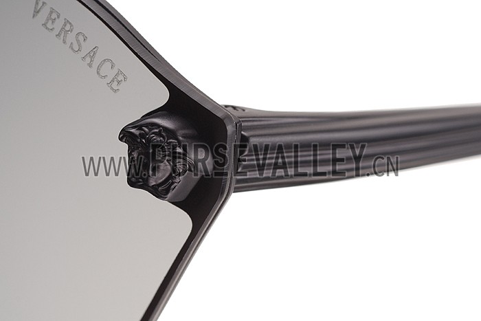 Versace Medusa Aviator Light Grey Lenses Black Temples Sunglasses 308244