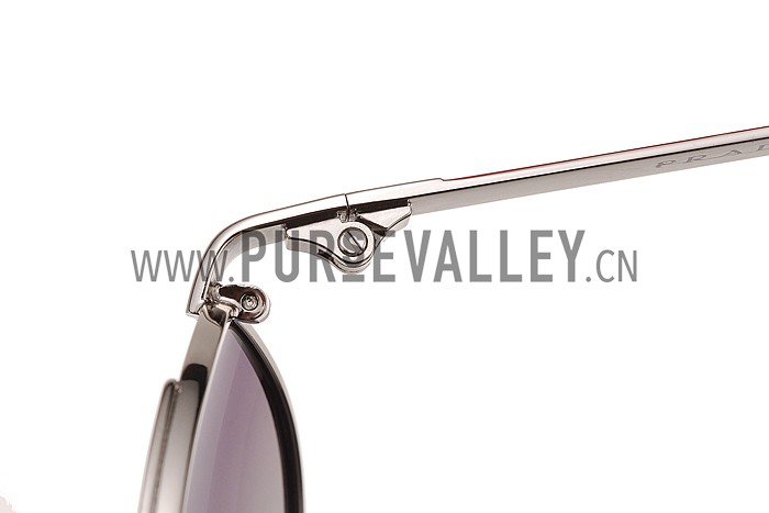 Prada Aviator Linea Rossa Logo Silver Frame Sunglasses 308226