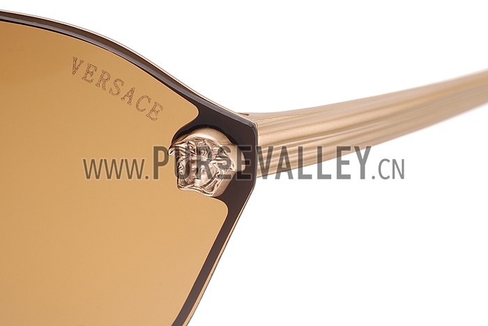 Versace Medusa Aviator Brown Lenses Gold Temples Sunglasses 308245