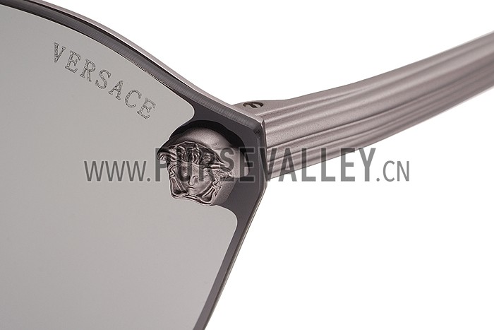Versace Medusa Aviator Light Grey Lenses Grey Temples Sunglasses 308247