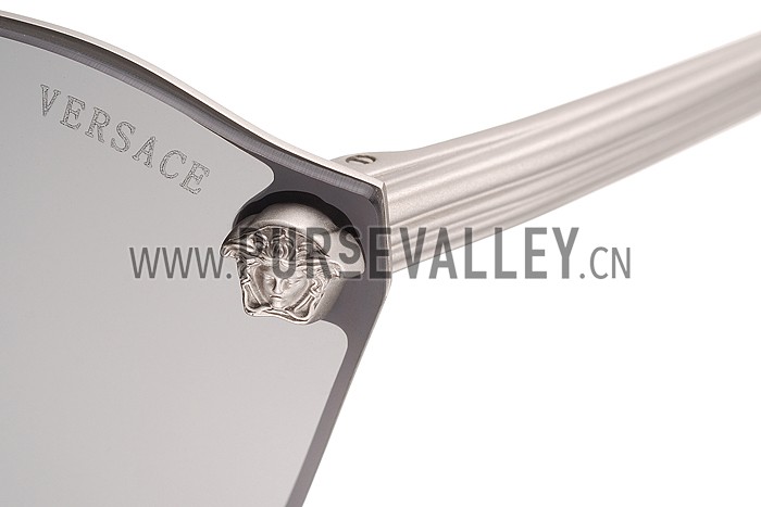 Versace Medusa Aviator Light Grey Lenses Silver Temples Sunglasses 308248