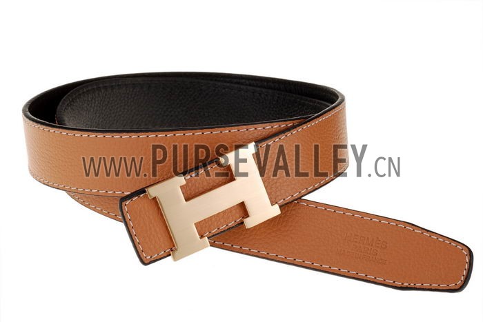 Hermes Orange Belt with Golden H Buckle