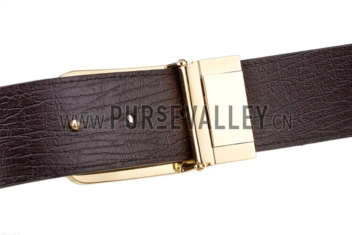 Gucci Replica Rectangular Brass Double G Buckle Reversible Monogram Belt