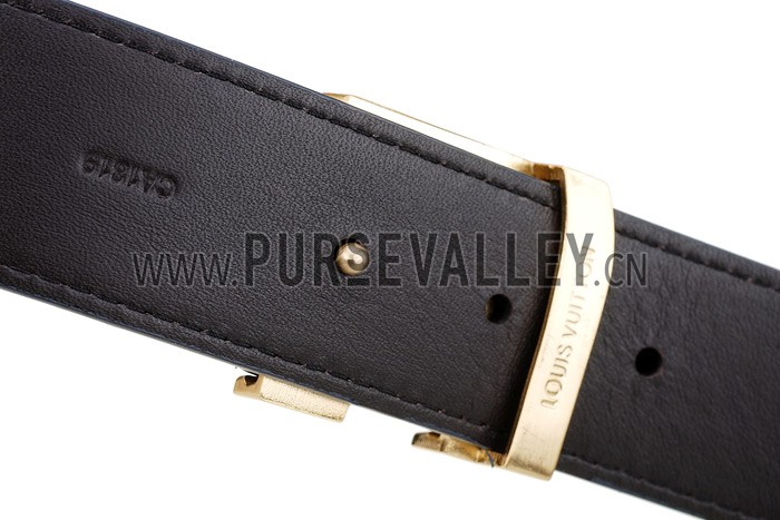 Louis Vuitton Replica Brass Logo Buckle Blue Suede Leather Belt