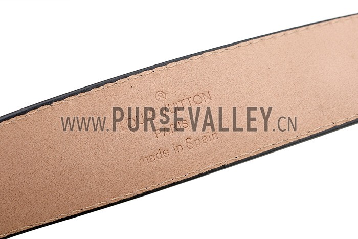 Louis Vuitton Replica Arrow Shaped Silver Hook Buckle Damier Graphite Leather Belt