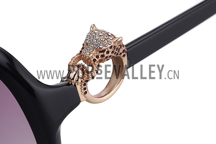 Cartier Panthere Decor Jewelry Black Sunglasses 307781