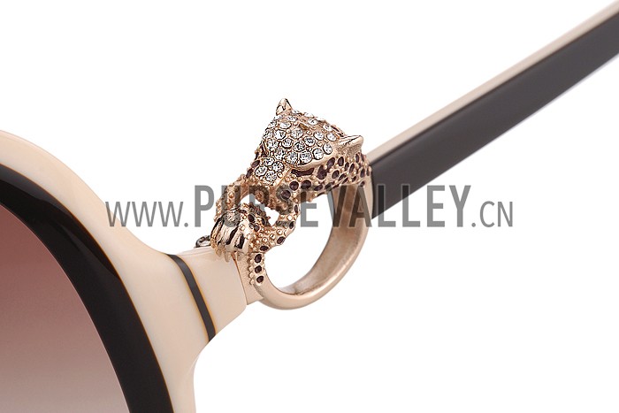 Cartier Panthere Decor Jewelry Beige Sunglasses 307782
