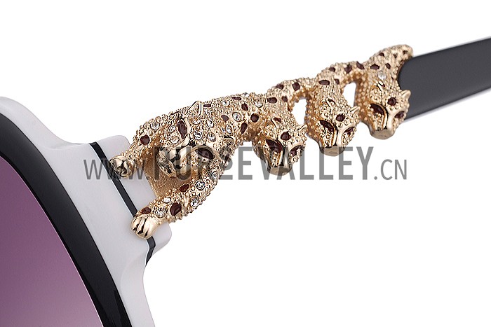 Cartier Wild Panthere Diamond Square White Sunglasses 307785