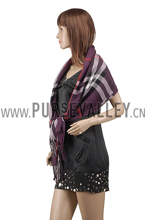 Burberry Check Purple Scarf 607962