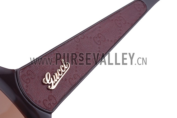 Gucci Oversized Square Leather Brown Sunglasses 307816