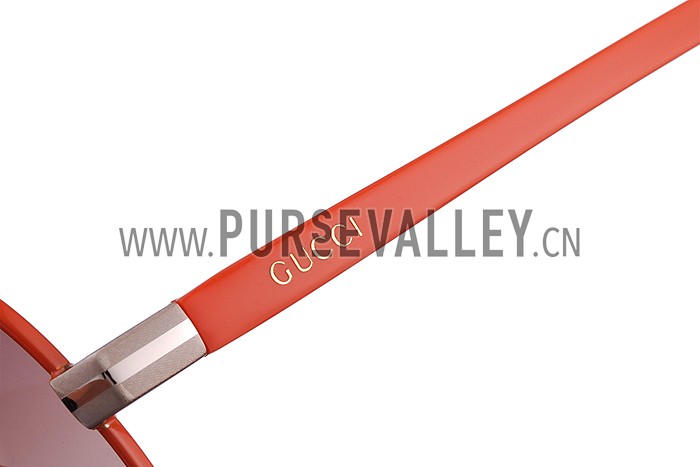 Gucci Aviator With Gucci Logo Orange Sunglasses 307825