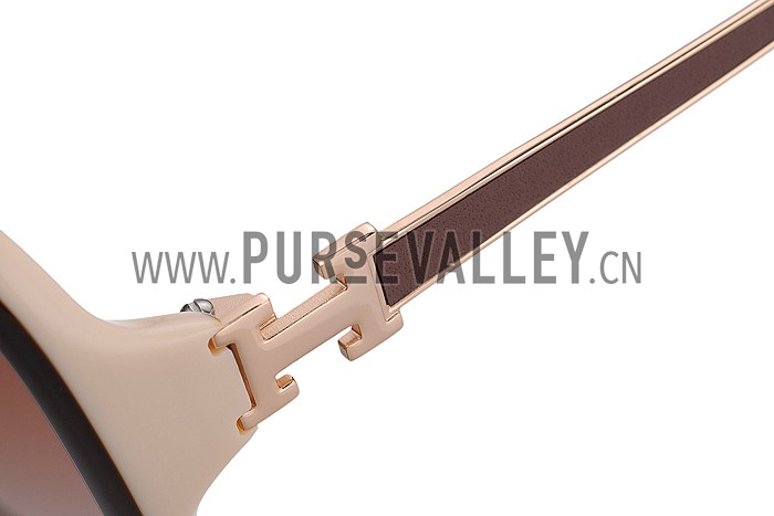 Hermes H Logo Leather Beige Sunglasses 307846