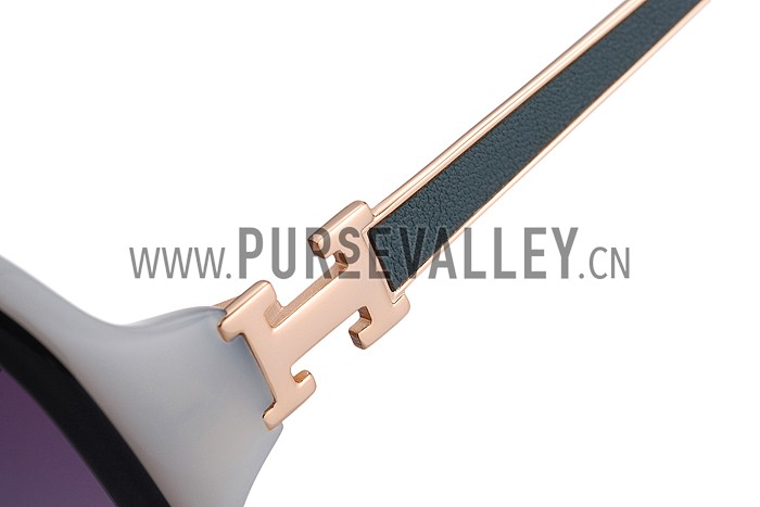 Hermes H Logo Leather Light Blue Sunglasses 307849