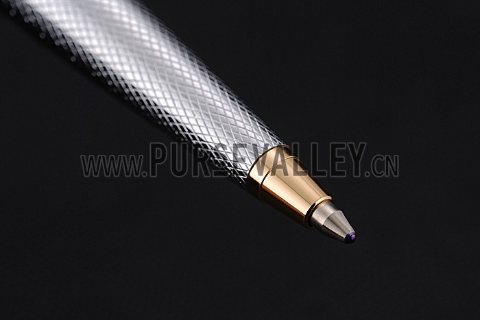 Christian Dior Gold Rimmed Silver Embossed Lower Body Black Ballpoint Pen 622726