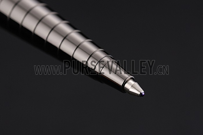 Christian Dior Horizontally Grooved Dark Grey Brown Ballpoint Pen 622741