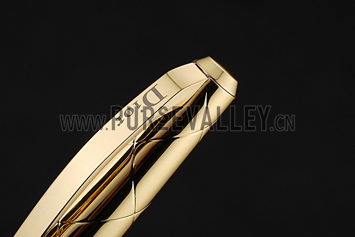 Christian Dior Pattern Grooved Gold Ballpoint Pen 622743