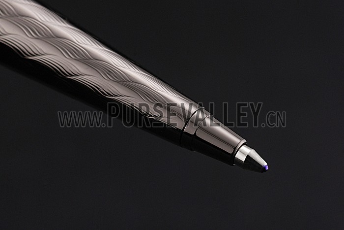 Christian Dior Fully Embossed Wave Pattern Dark Grey Ballpoint Pen 622752