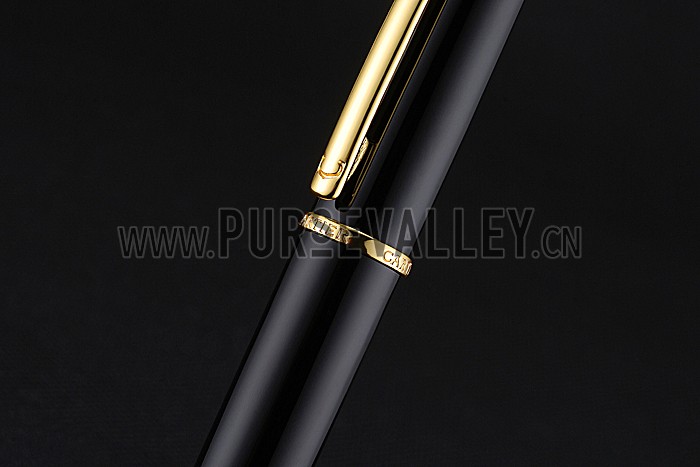 Cartier Gold Rimmed Black Ballpoint Pen 622759