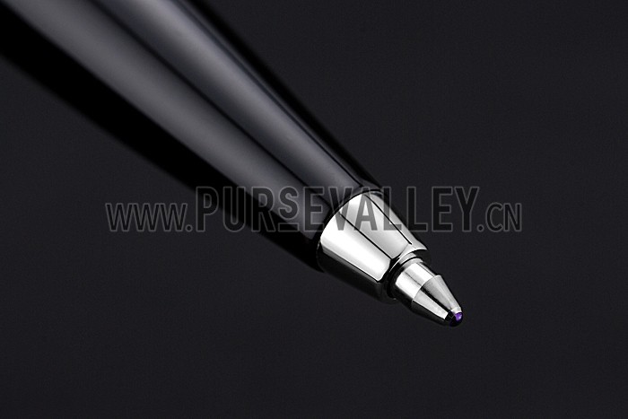 Cartier Silver Rimmed Silver Embossed Upper Body Black Ballpoint Pen 622760