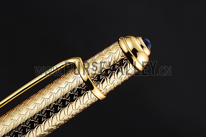 Cartier Gold Embossed Upper Body Gold Ballpoint Pen 622762