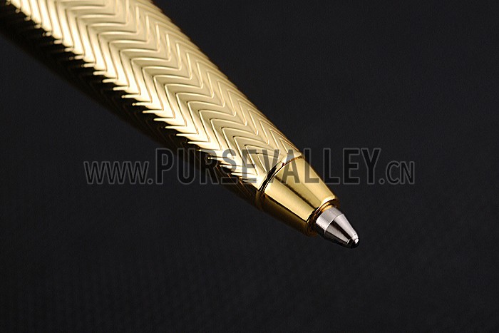 Cartier Fully Wave Patterned Gold Ballpoint Pen 622773