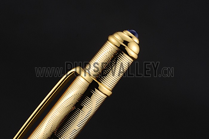 Cartier Upper Body Engraved Gold Ballpoint Pen 622775