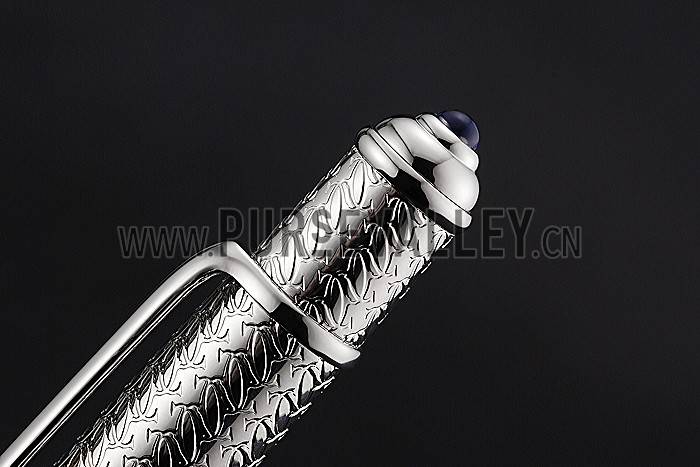 Cartier Fully Grooved Pattern Silver Ballpoint Pen 622776