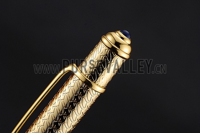 Cartier Fully Grooved Pattern Gold Ballpoint Pen 622777