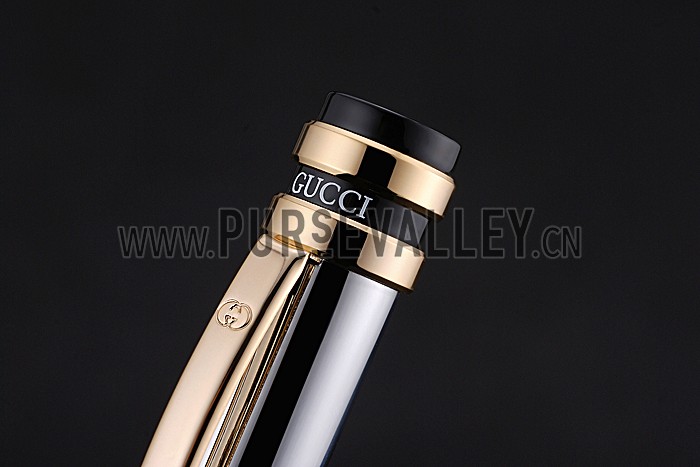 Gucci Gold Rimmed Silver Ballpoint Pen 622785