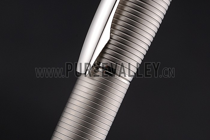 MontBlanc Starwalker Horizontally Grooved Silver Ballpoint Pen With Cap 622809