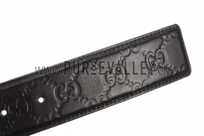 Guccissima Black Leather Belt with Interlocking G Buckle