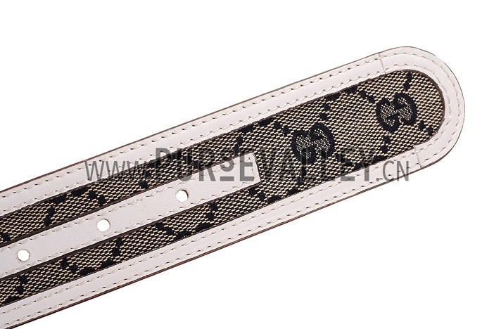 Gucci White Leather Belt with Interlocking G Buckle