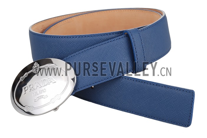 Prada Blue Leather Belt