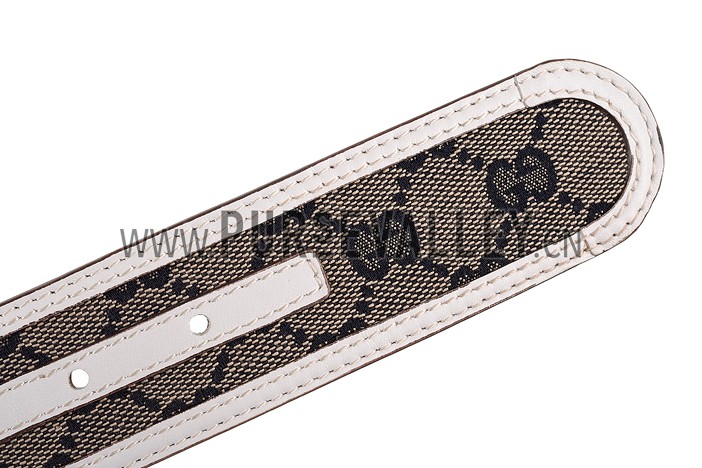 Gucci White Leather Belt with Silver Interlocking G Buckle