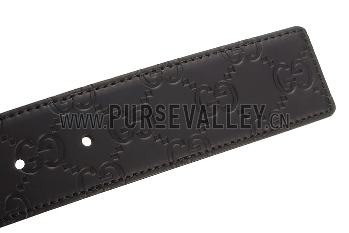Guccissima Black Leather Belt with Interlocking G Buckle