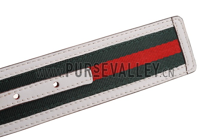 Gucci Web Leather Belt with Interlocking G Buckle