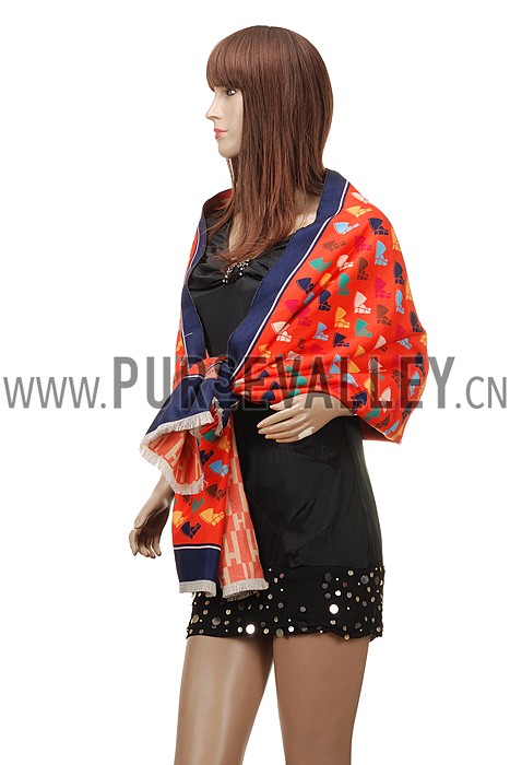 Hermes Horse Head Print Scarf Orange 621787