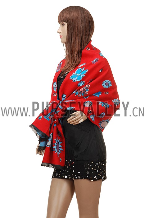 Bvlgari Blooming Flowers Red Scarf 621784