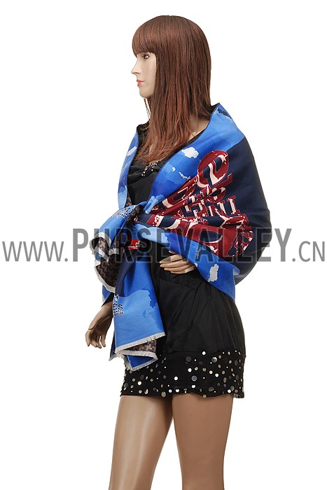 Hermes Fashion Signature Print Scarf Blue 621790